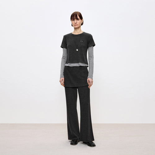 Soft Heart Mock-Layer Skirt Pants