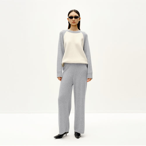 College Gray Cashmere Wide Leg Pants