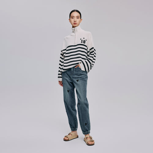 Striped Half-Zip Pullover