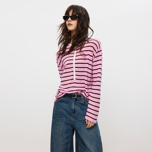 Berry Cheesecake Henley Sweater