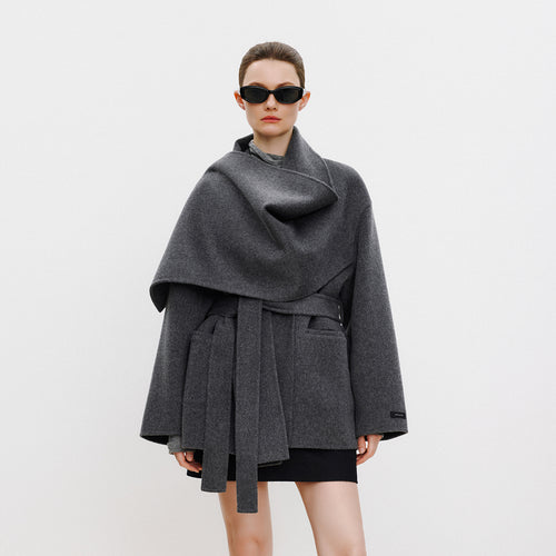 Warm Winter Shawl Double-Faced Wool Coat