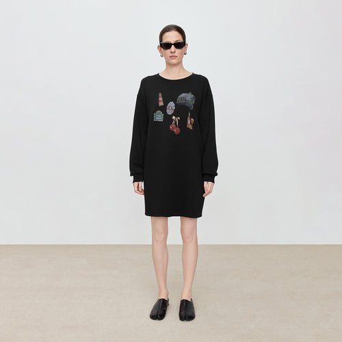 Casual Black Sweatshirt Dress
