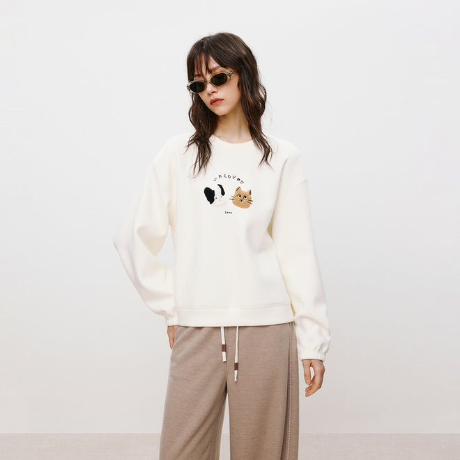 Meow Woof Cream White Sweatshirt