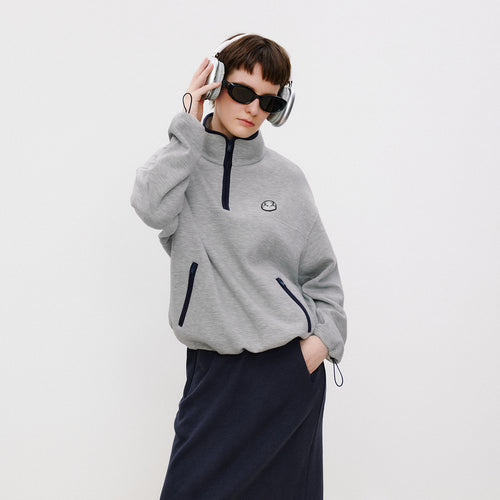 Cat Fleece Half-Zip Hoodie