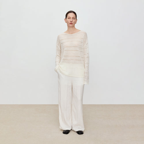 Vanilla White Bud Waist Straight Pants