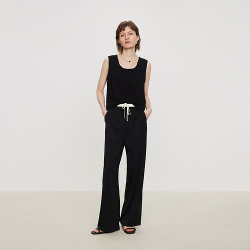 Patchwork waistband suit pants
