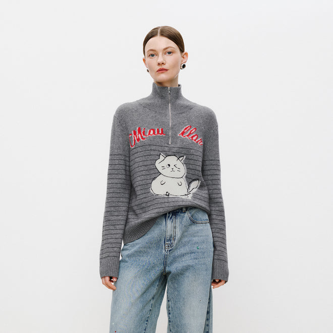 Meow Half-Zip Sweater