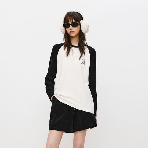 Black & White Raglan Sleeve Tee