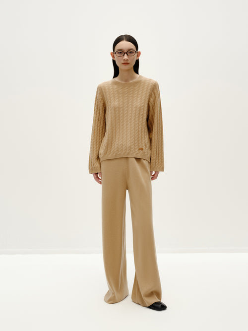 Caramel Cashmere Ribbed Pullover