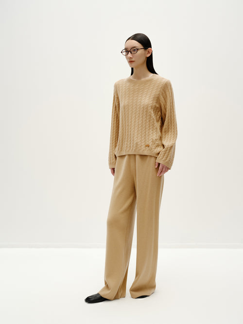 Caramel Cashmere Ribbed Pullover