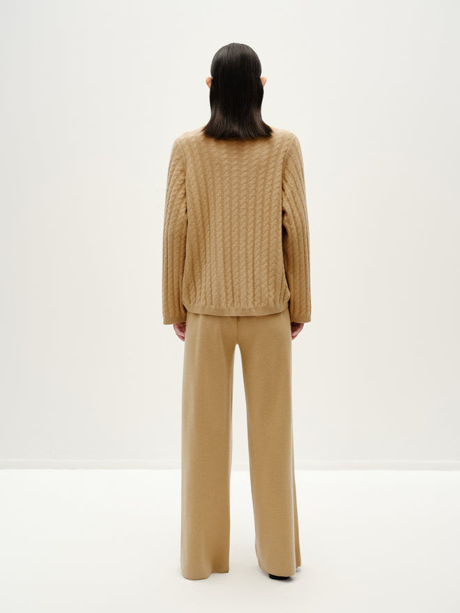 Caramel Cashmere Ribbed Pullover