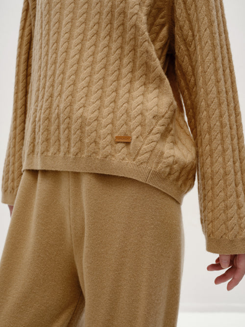 Caramel Cashmere Ribbed Pullover