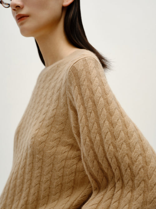 Caramel Cashmere Ribbed Pullover