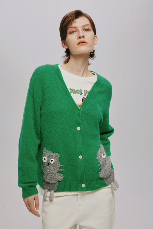 Greenfield Cute Cat Cardigan