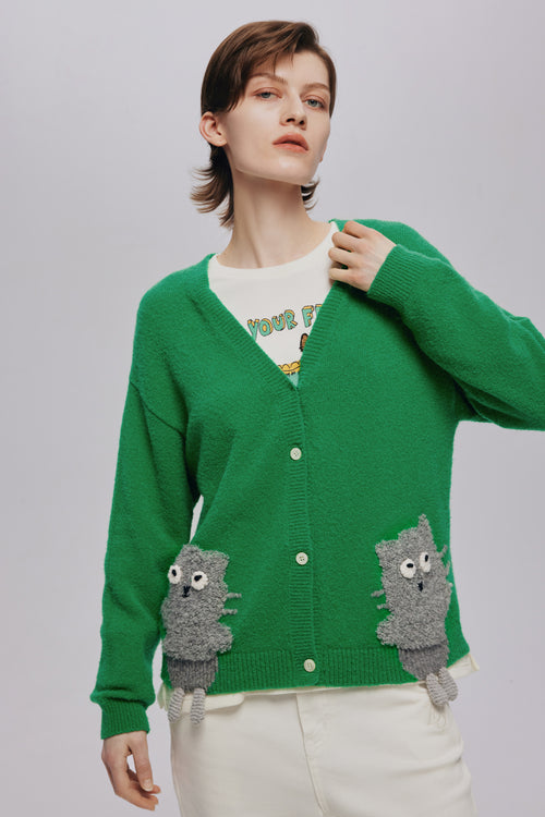 Greenfield Cute Cat Cardigan