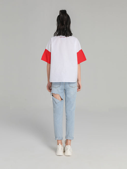 White & Red T-Shirt - Urlazh New York