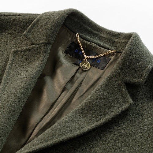 Army green wool tweed