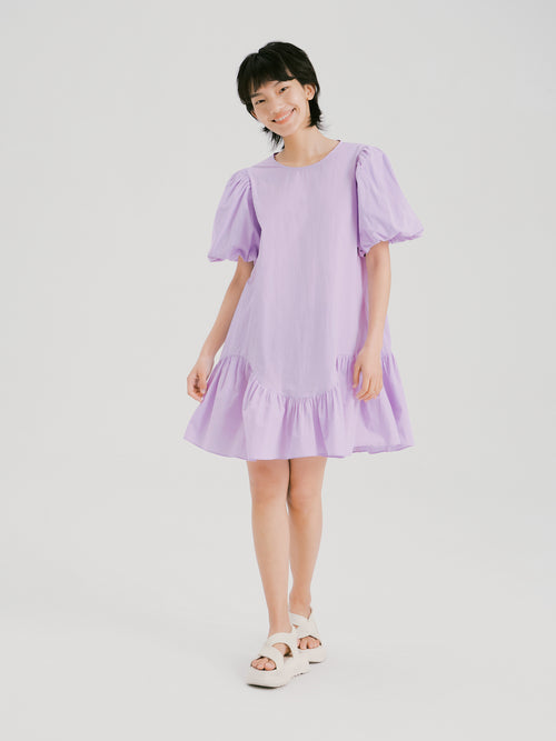 Bubble Sleeve A-Line Split Dress L Bubble Sleeve A-Line Split Dress L