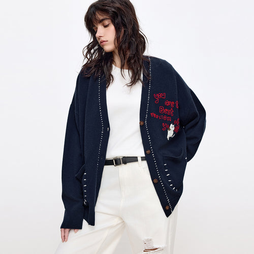 Trim Detail Knit Cardigan
