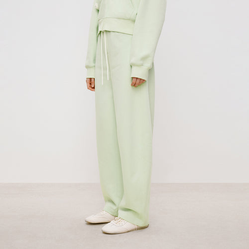 Cat Fleece Sweatpants in Light Green