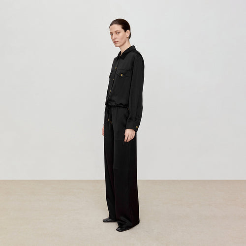 Chic Acetate Tweed-Style Wide-Leg Pants
