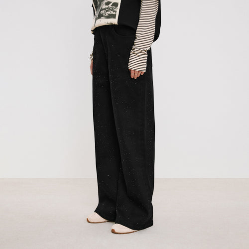 Dazzling Black Rhinestone Jeans