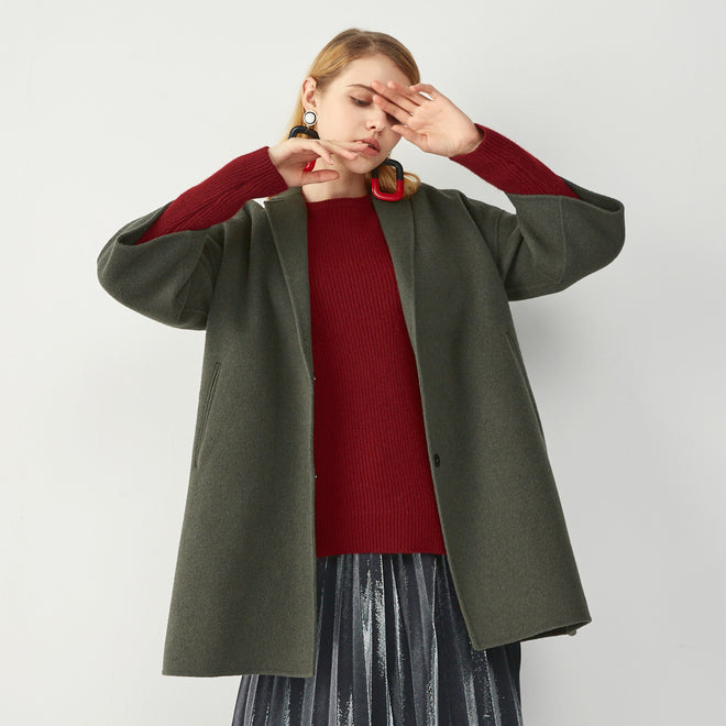 Army green wool tweed