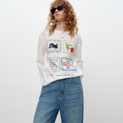 Four-Panel Graphic Long Sleeve Tee