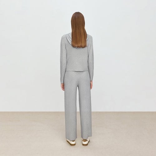 Elegant Gray Straight-Leg Knit Pants