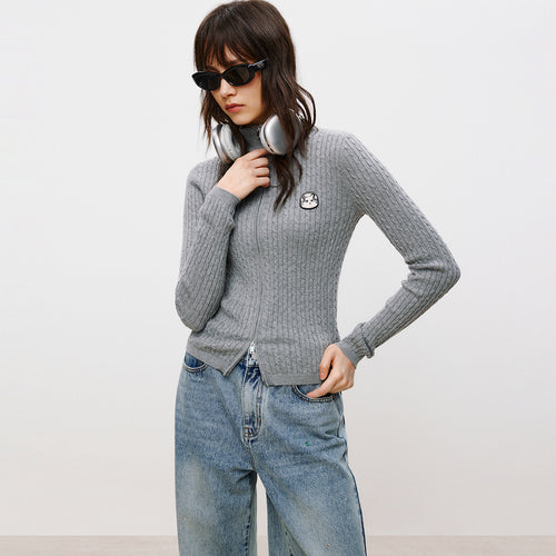 Cat Cable-Knit Cardigan