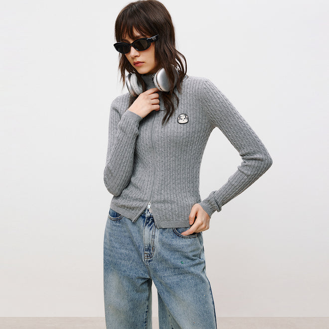 Cat Cable-Knit Cardigan