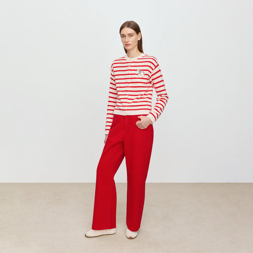 Red and White Striped Cardigan