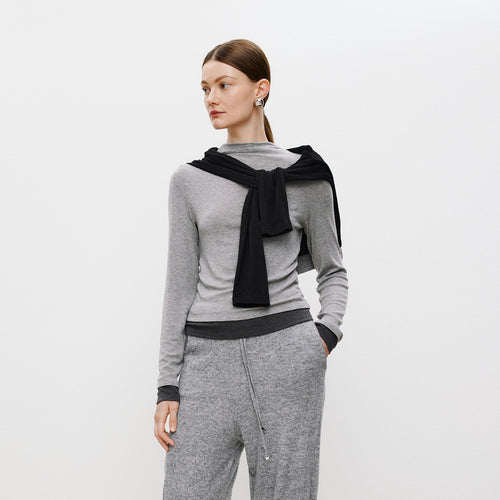 Half-Turtleneck Mock-Layer Tee