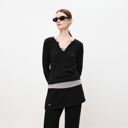 Half-Placket Mock-Layer Tee
