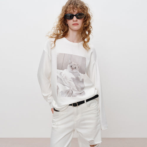 Snowy Coconut Cat Long Sleeve Tee