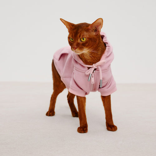 Cat Soft Pink Zip-Up Hoodie