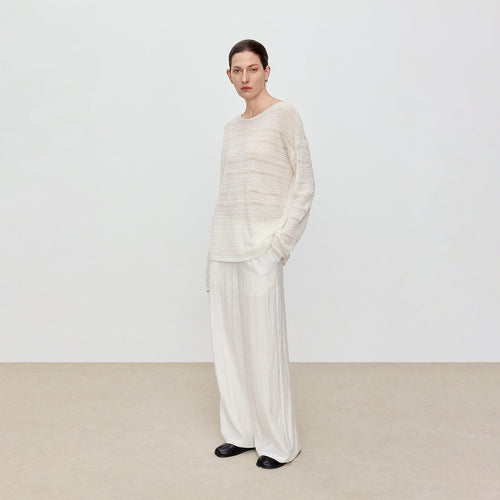 Vanilla White Bud Waist Straight Pants