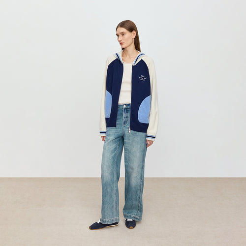 Deep Sea Hooded Knit Cardigan