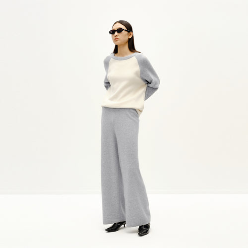 College Gray Cashmere Wide Leg Pants