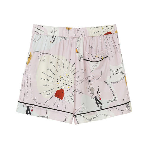 Pink Dye Printed Silk Shorts