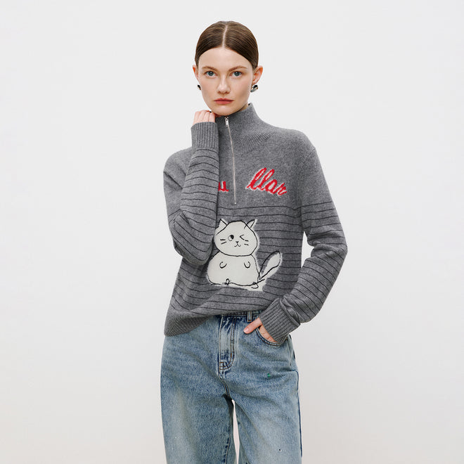 Meow Half-Zip Sweater