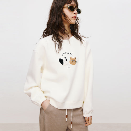 Meow Woof Cream White Sweatshirt