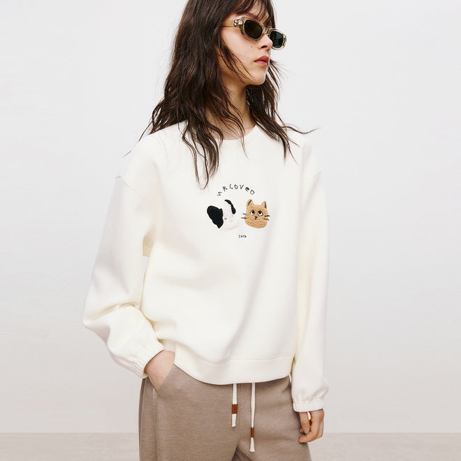 Meow Woof Cream White Sweatshirt