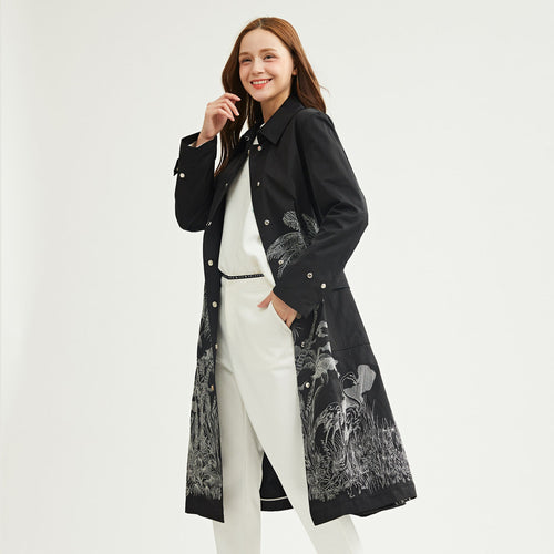 Embroidered Silhouette Trench Coat