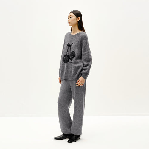 Misty Gray Cashmere Drawstring Pants