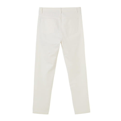 Versatile White Cotton Stretch Pencil Pants