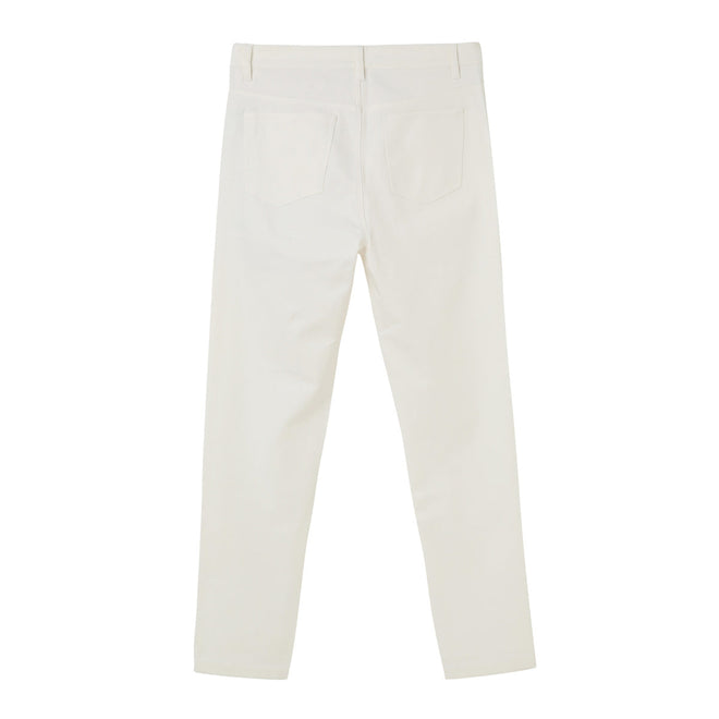 Versatile White Cotton Stretch Pencil Pants