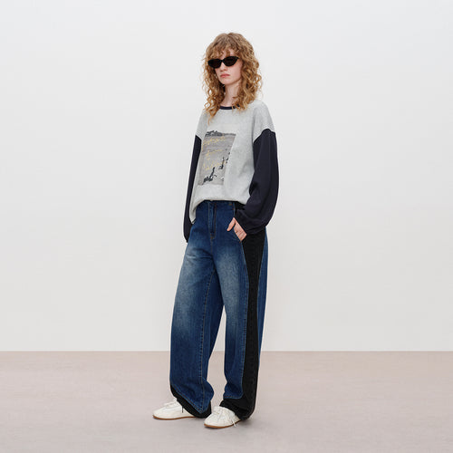 Prussian Blue Panel Jeans