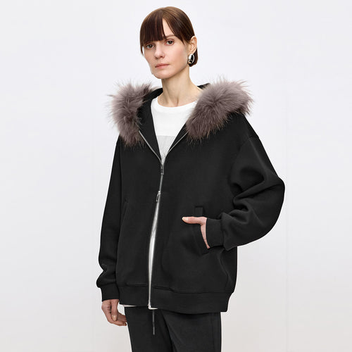 Midnight Melody Faux Fur Collar Jacket