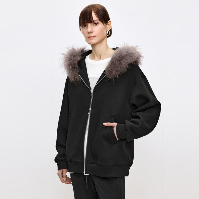 Midnight Melody Faux Fur Collar Jacket